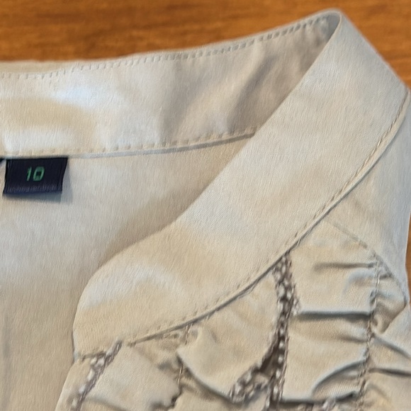 BODEN SILK BLOUSE WOMEN’S SIZE 10 EUC 100% SILK Pale Grey Gray V-Neck Ruffle 🩶 - Picture 8 of 16